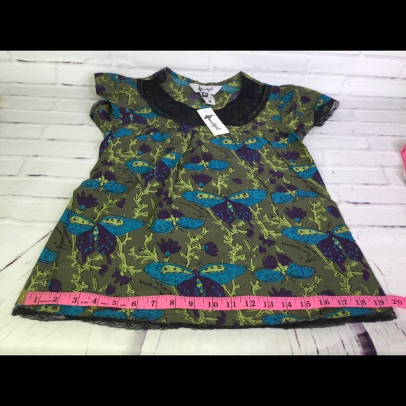 Soundgirl Moss Butterfly Juniors Blouse Top Size S - Picture 7 of 8